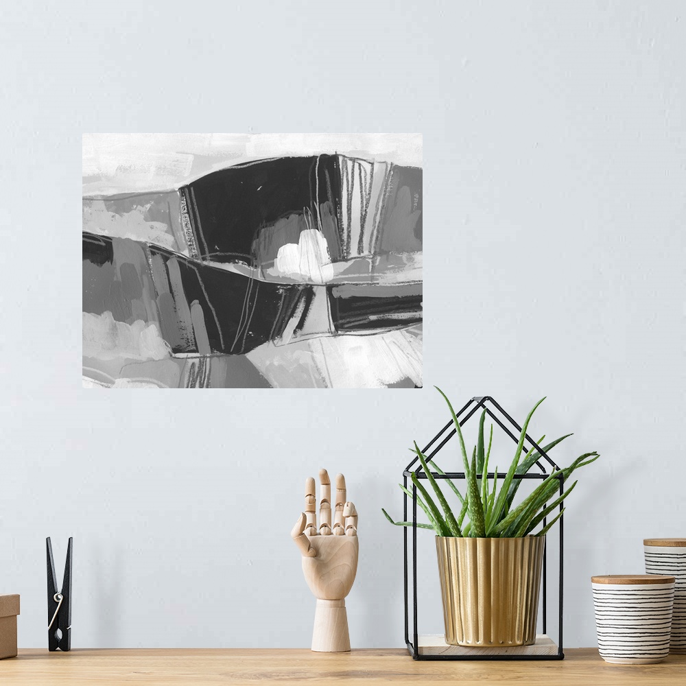 A bohemian room featuring Neutral Landscape Sketch I
