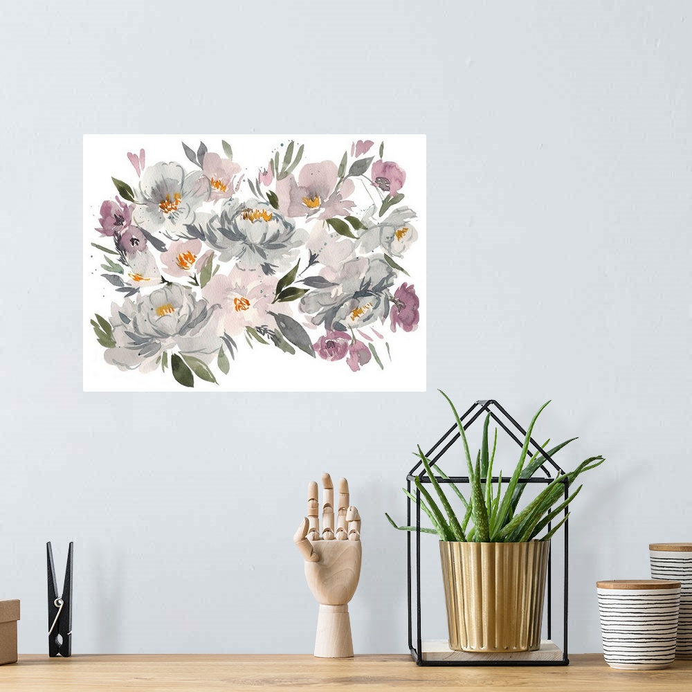 A bohemian room featuring Pale Flowers I