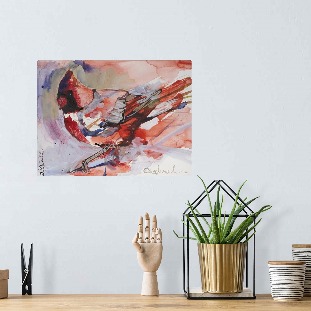 A bohemian room featuring Perched Cardinal II
