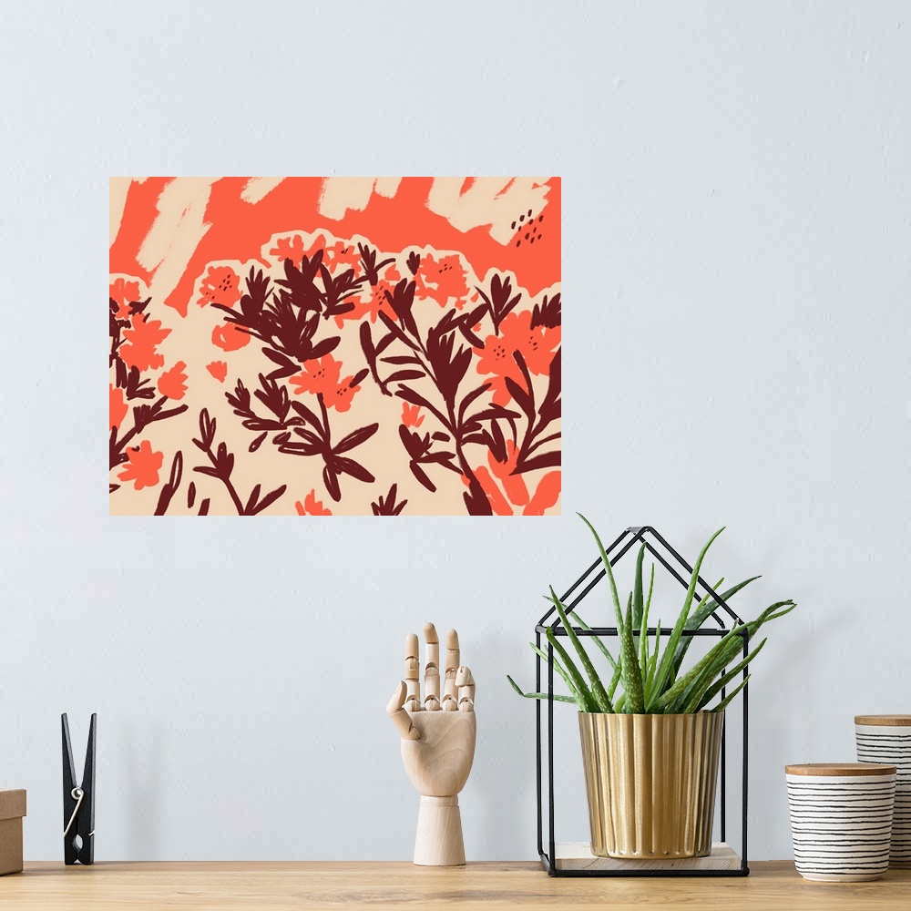 A bohemian room featuring Red Rhododendron II