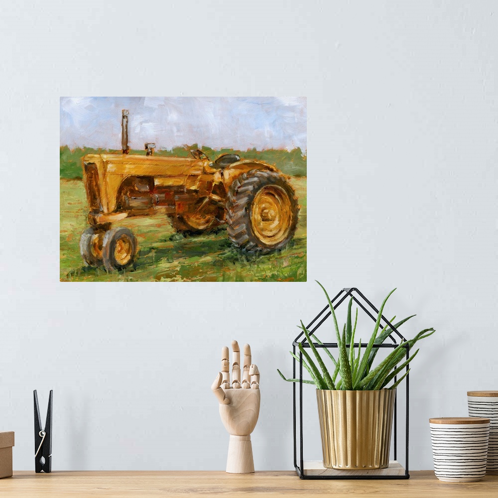 A bohemian room featuring Rustic Tractors IV