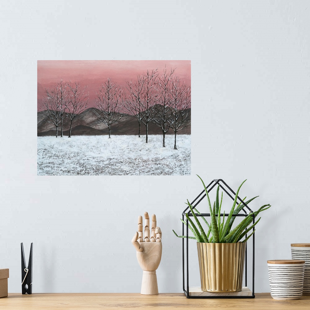 A bohemian room featuring Sunset Snowfall II