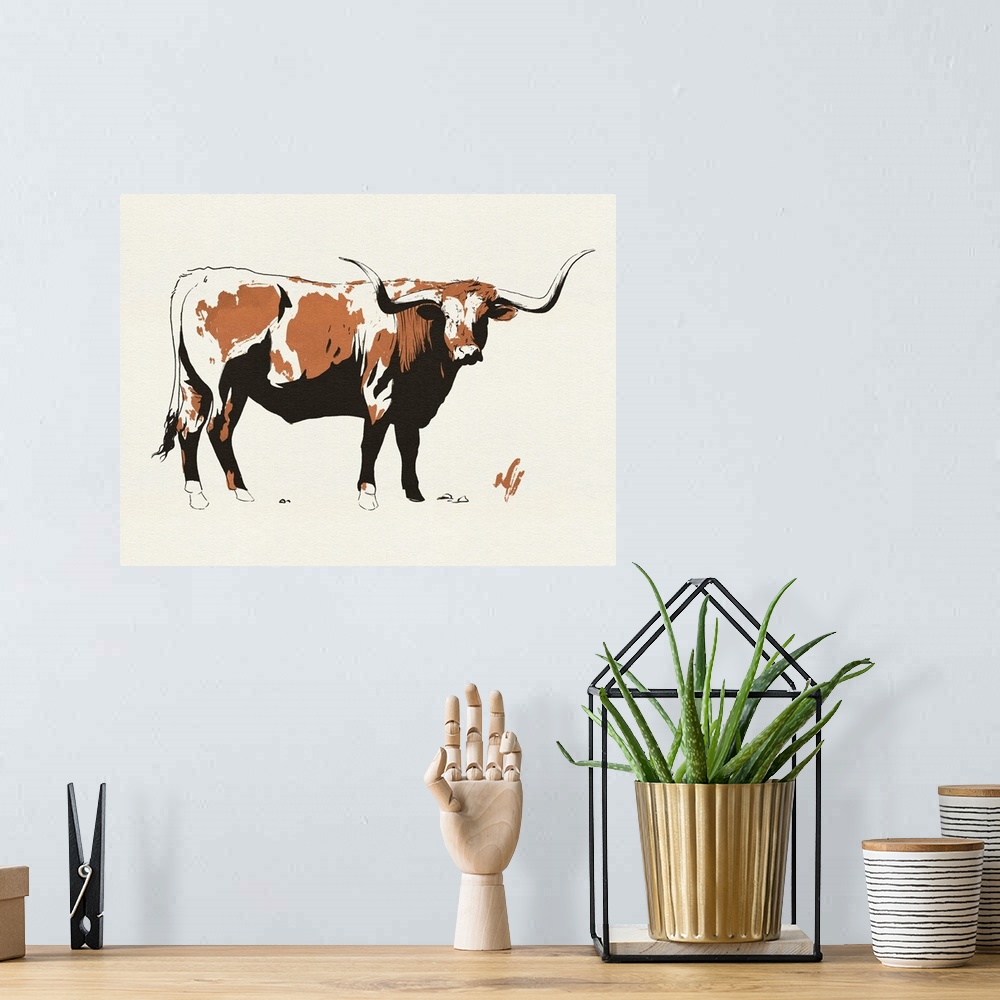 A bohemian room featuring Terre Cotta Steer I