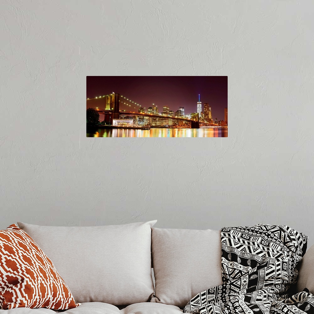 A bohemian room featuring Brooklyn Bridge And Lower Manhattan Panoramic View