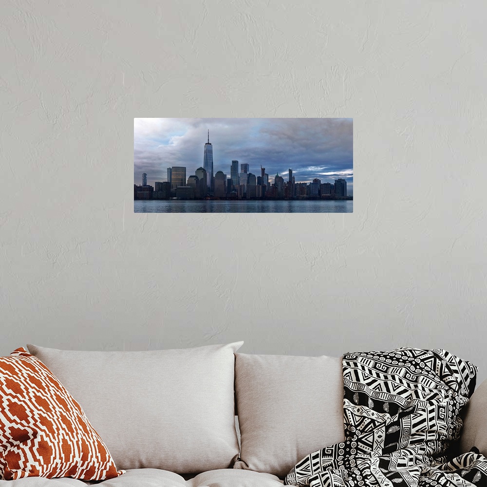 A bohemian room featuring Lower Manhattan Panoramic View From New Jersey