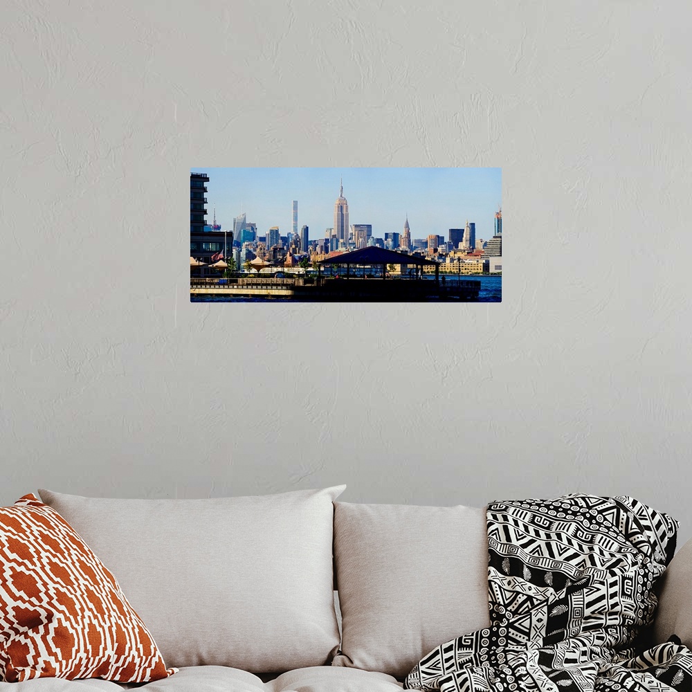A bohemian room featuring Midtown Manhattan View From Jersey City