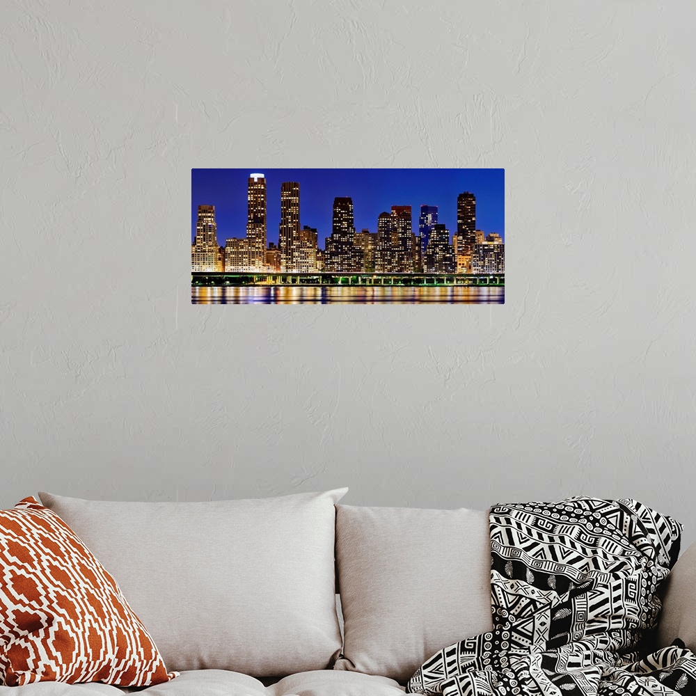 A bohemian room featuring Panoramic View Of Uptown Skyscrapers