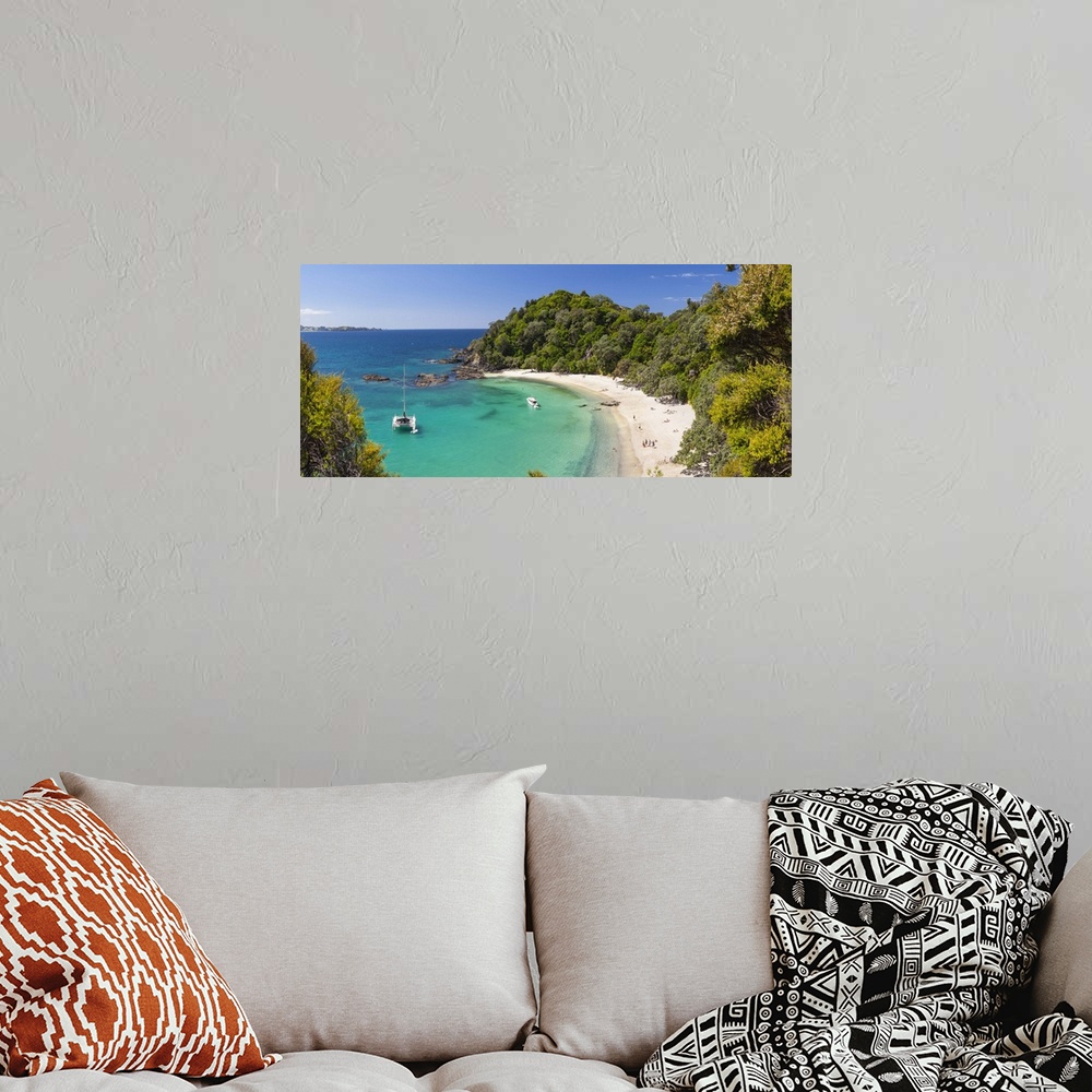 A bohemian room featuring Elevated view over Whale Bay, Tutukaka Coast, Northland, North Island, New Zealand