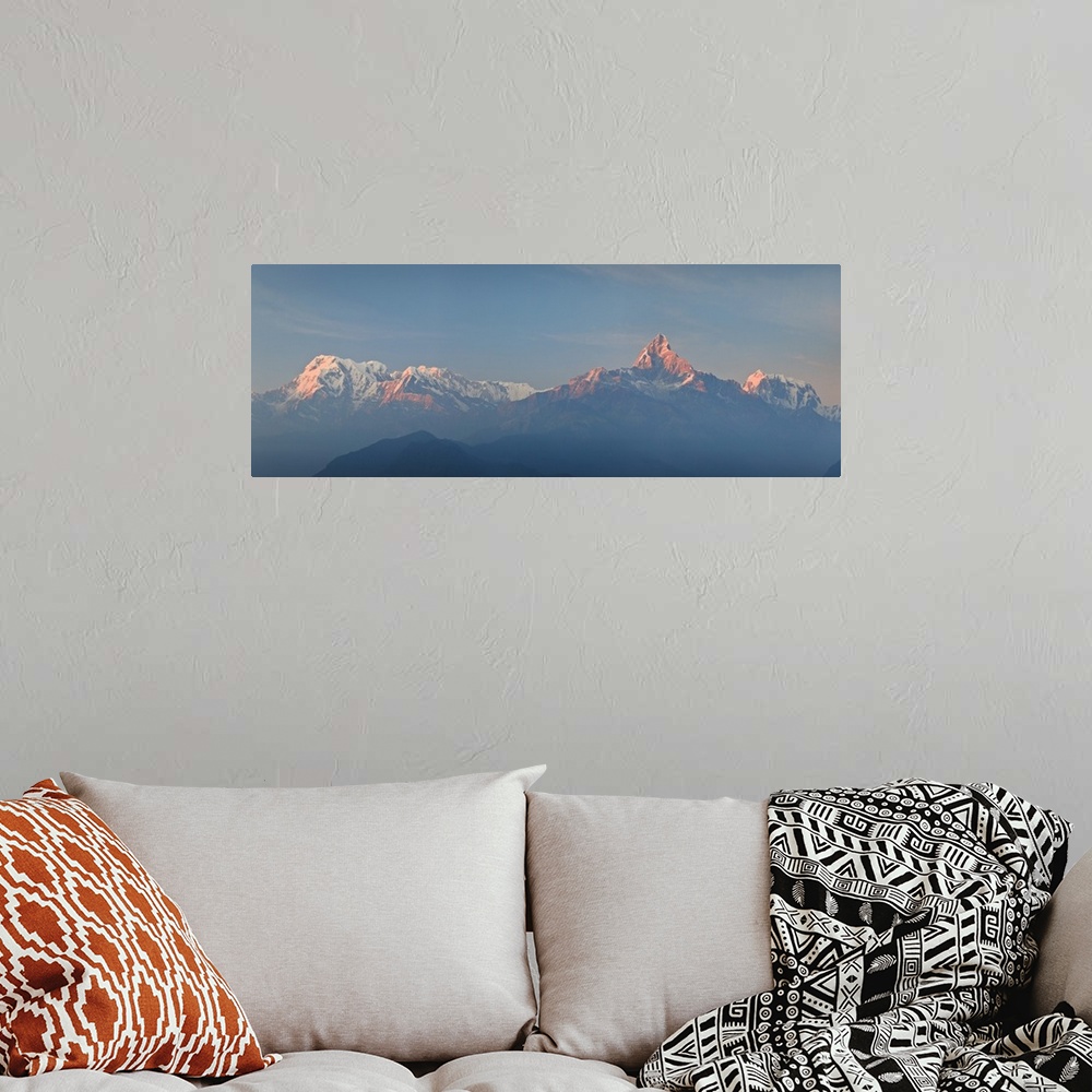 A bohemian room featuring Nepal, Pokhara, Sarangkot, Panoramic View of Annapurna Himalaya Mountain Range