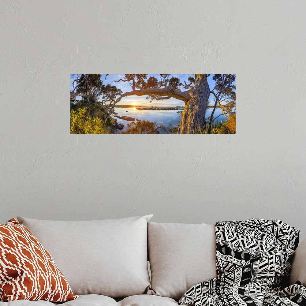 A bohemian room featuring Ngunguru Sunrise, Tutukaka Coast, Whangarei, Northland, North Island, New Zealand