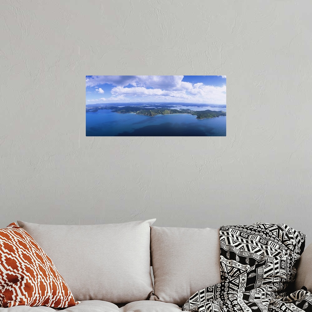 A bohemian room featuring Aerial view of an island, Bay of Islands, North Island, New Zealand