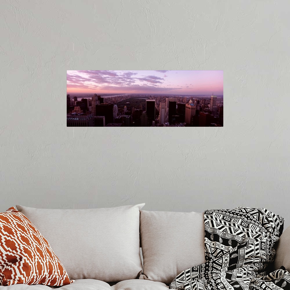 A bohemian room featuring Cityscape at sunset, Central Park, East Side of Manhattan, New York City, New York State,