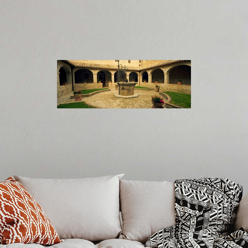 A bohemian room featuring Courtyard of a convent, San Damiano Convent, Assisi, Perugia Province, Umbria, Italy