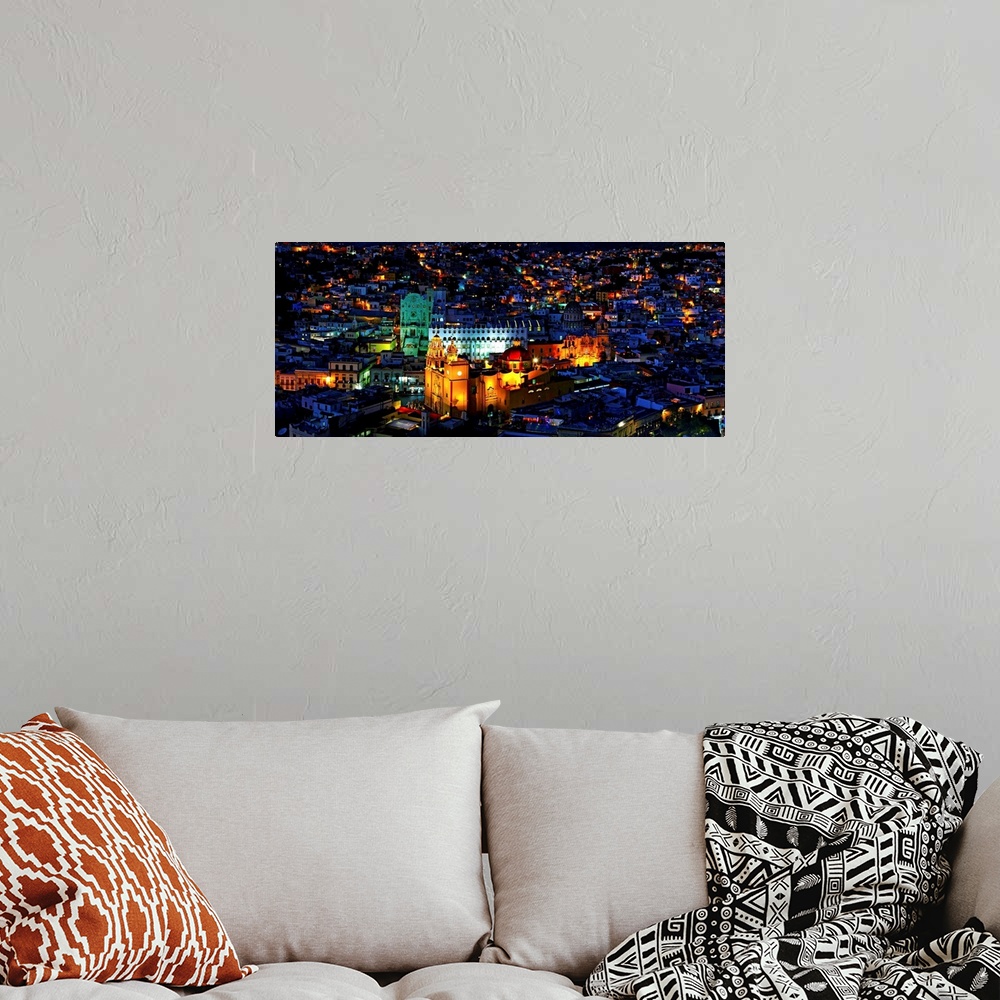 A bohemian room featuring High angle view of a city, Basilica of Our Lady of Guanajuato, Mexico