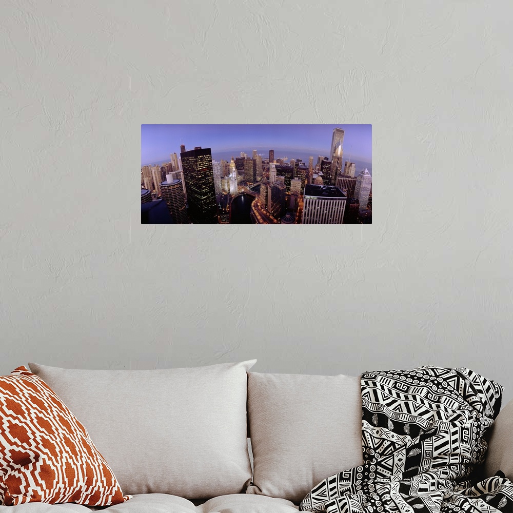 A bohemian room featuring Illinois, Chicago, Chicago River, High angle view of the city