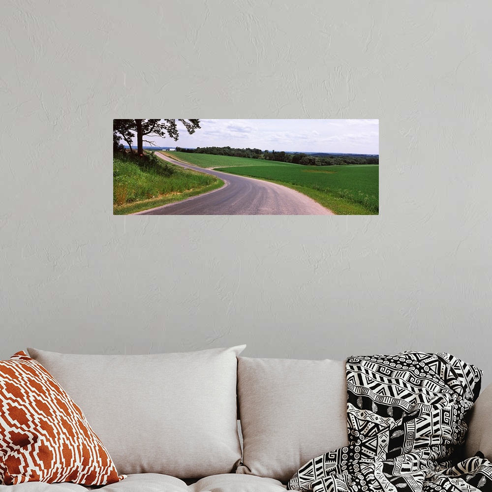 A bohemian room featuring Road passing through a landscape, Country Road, Crawford County, Wisconsin,