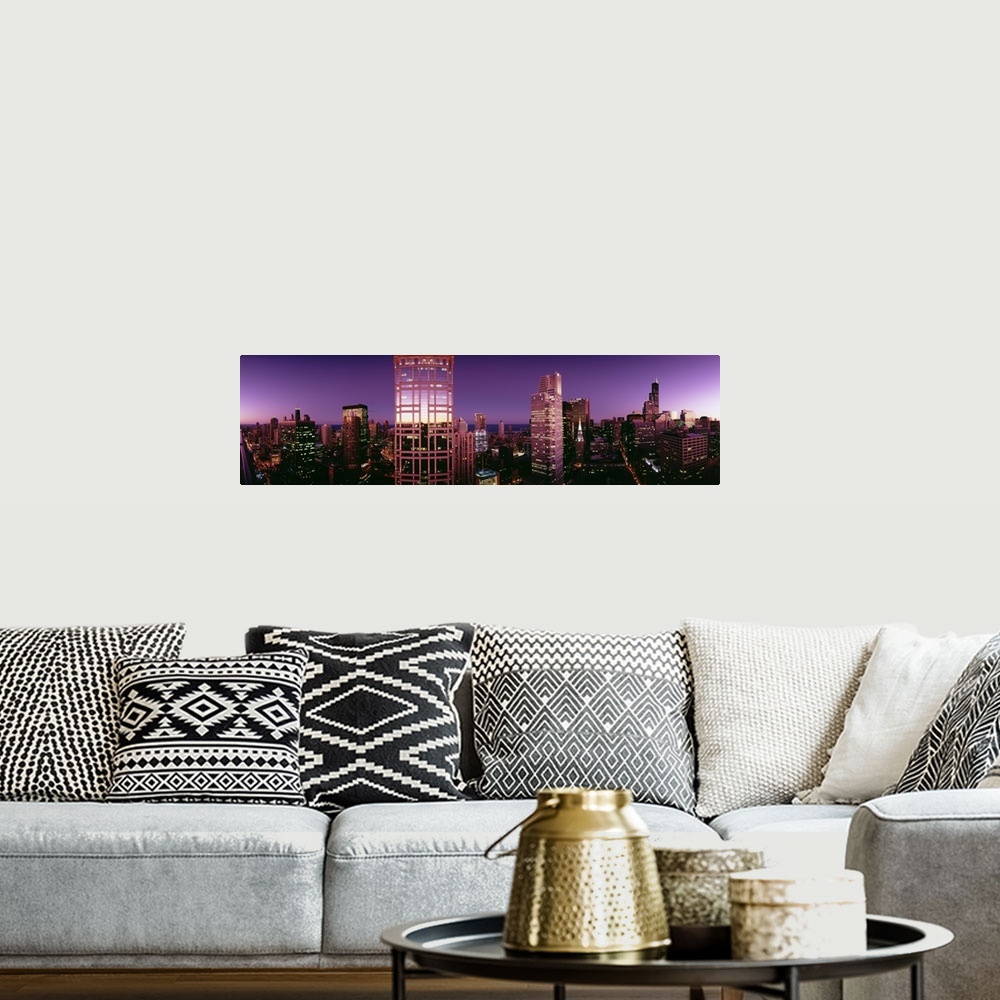 A bohemian room featuring Skyscrapers in a city, View towards the Sears Tower, Chicago, Cook County, Illinois