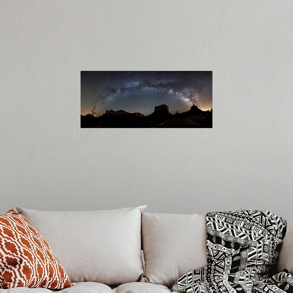 A bohemian room featuring Milky Way panorama over the red rocks of Sedona, Arizona.