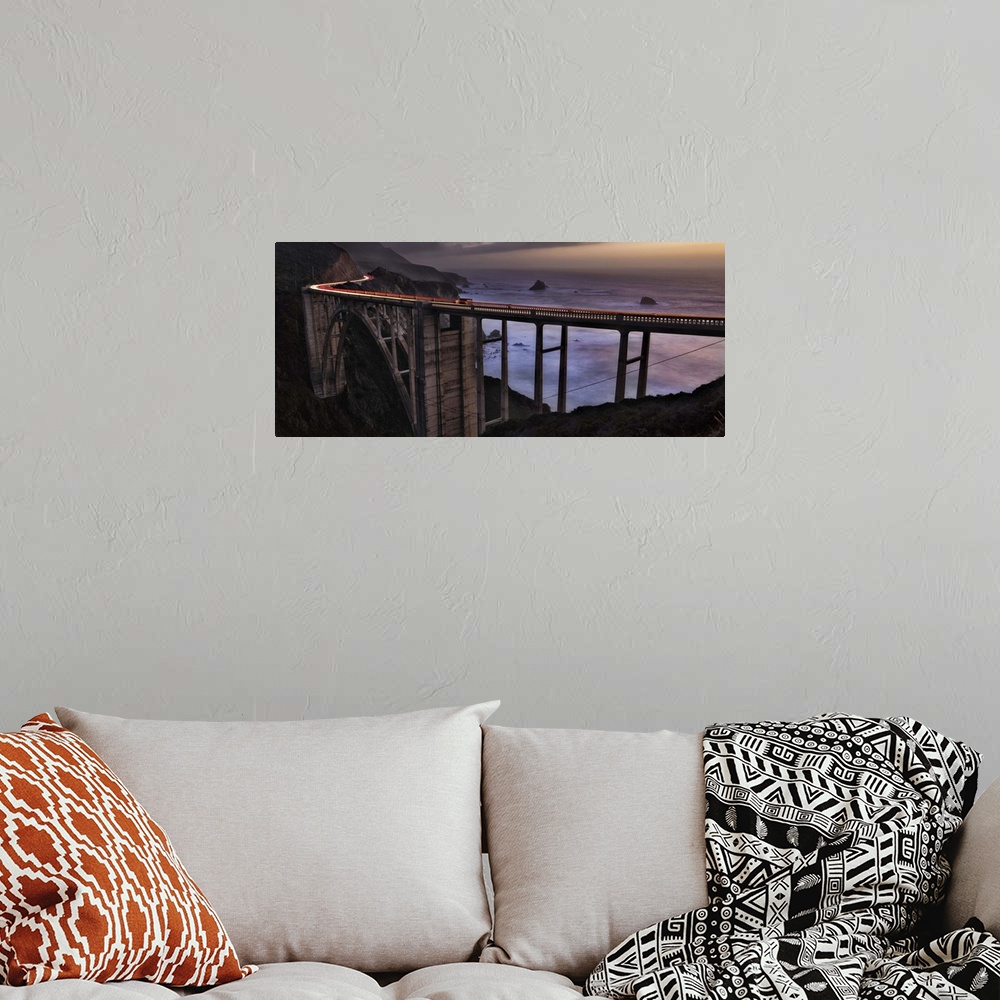 A bohemian room featuring The Bixby Bridge on the California, Coast