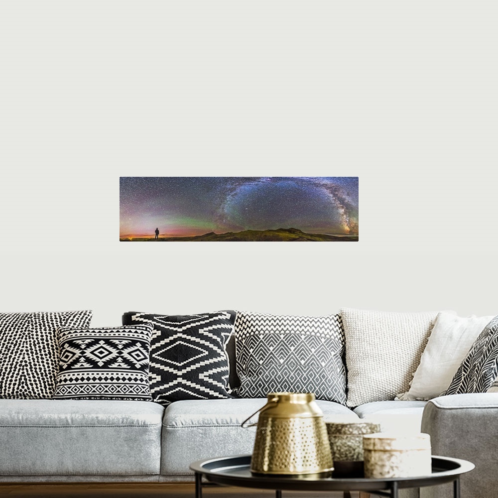 A bohemian room featuring August 25, 2014 - A 360 degree panorama of the landscape and skyscape at Grasslands National Park...