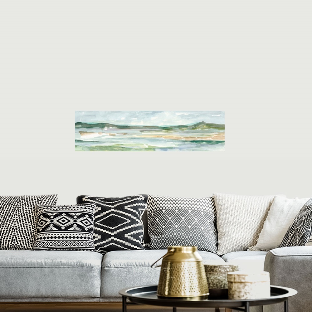 A bohemian room featuring Panoramic Seascape II