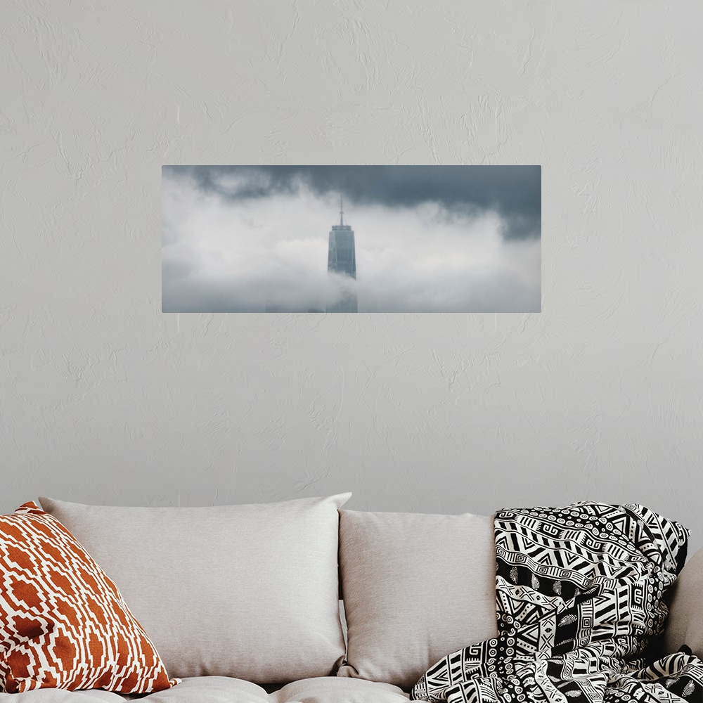 A bohemian room featuring Freedom Tower Panoramic View Among Clouds