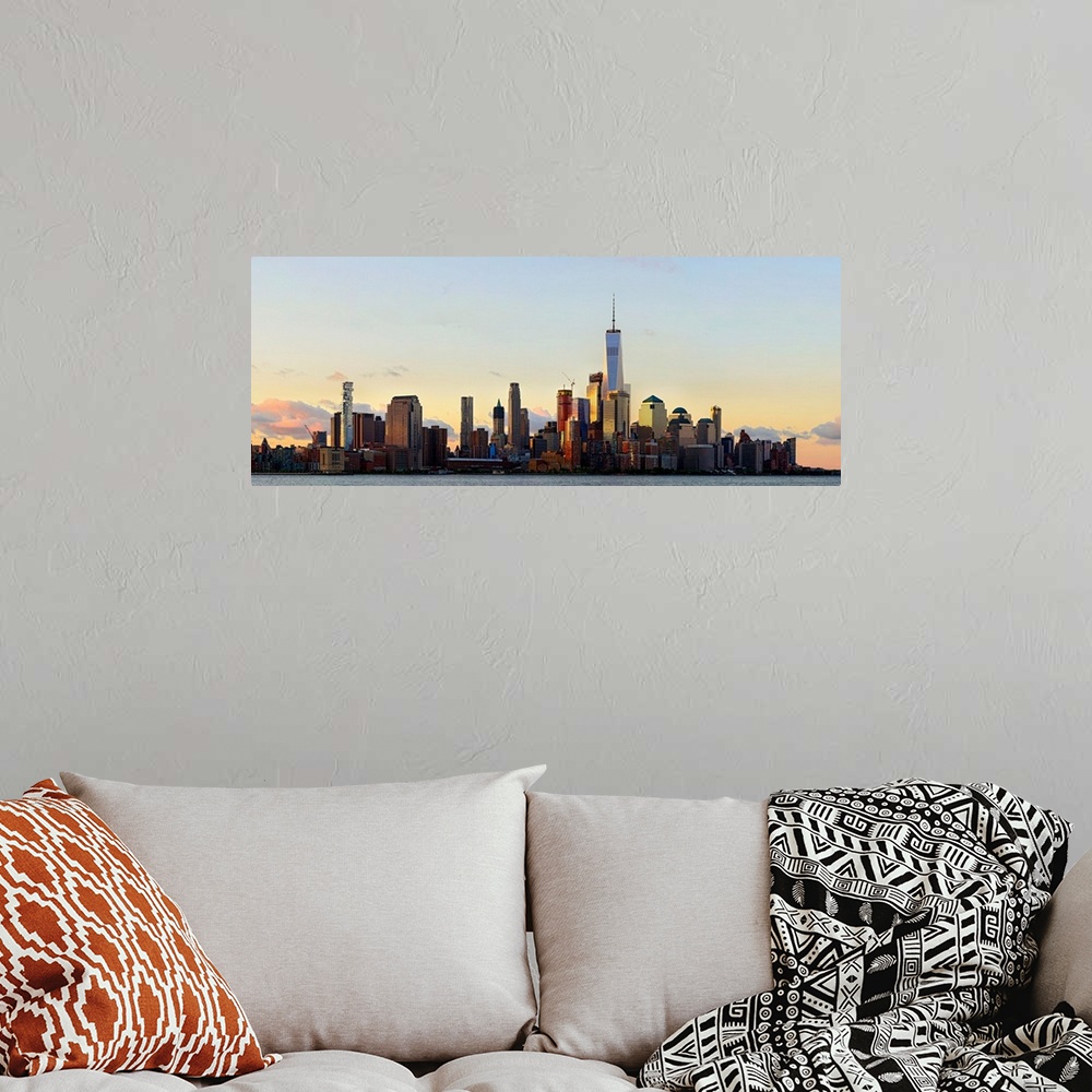 A bohemian room featuring Lower Manhattan Panoramic View From Hoboken