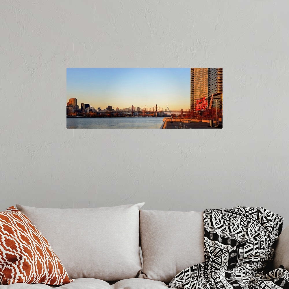 A bohemian room featuring Queensboro Bridge Panoramic View At Sunset