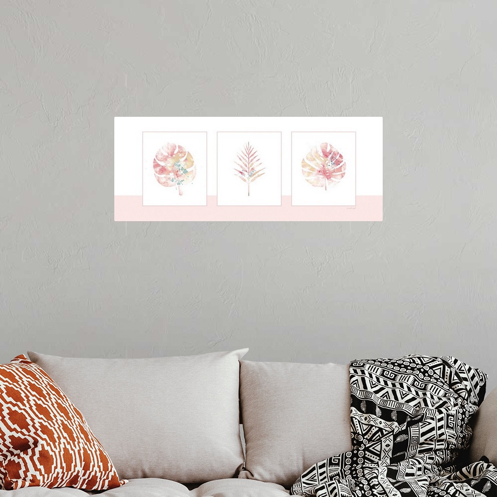 A bohemian room featuring Pink Floral Panel