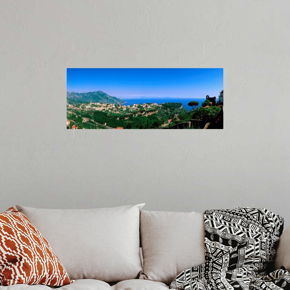 A bohemian room featuring Italy, Campania, Amalfi Coast, Ravello, view over town and coast