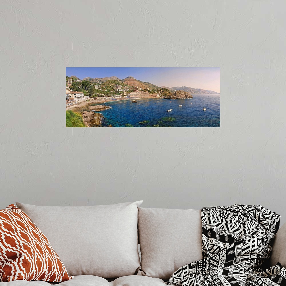A bohemian room featuring Italy, Sicily, Mediterranean sea, Messina district, Taormina, Mazzaro beach