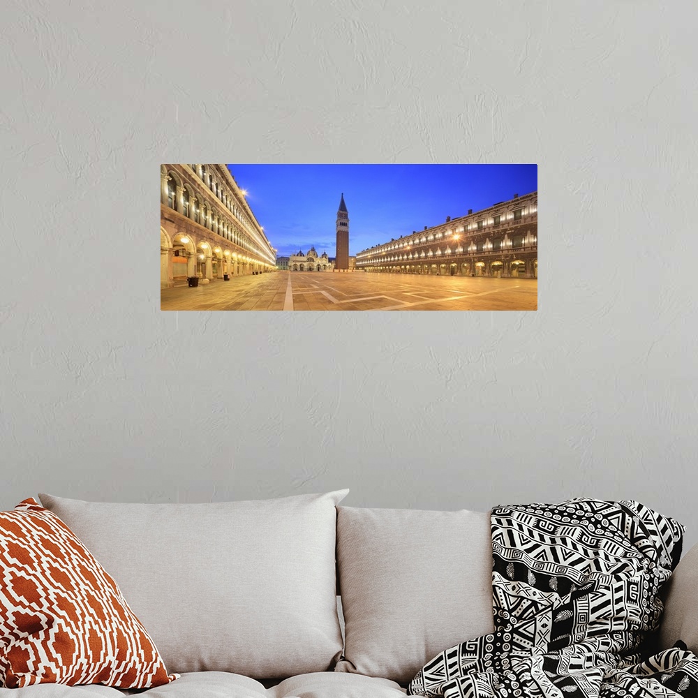 A bohemian room featuring Italy, Venice, St Mark's Cathedral, Panoramic view of St Mark's square by night