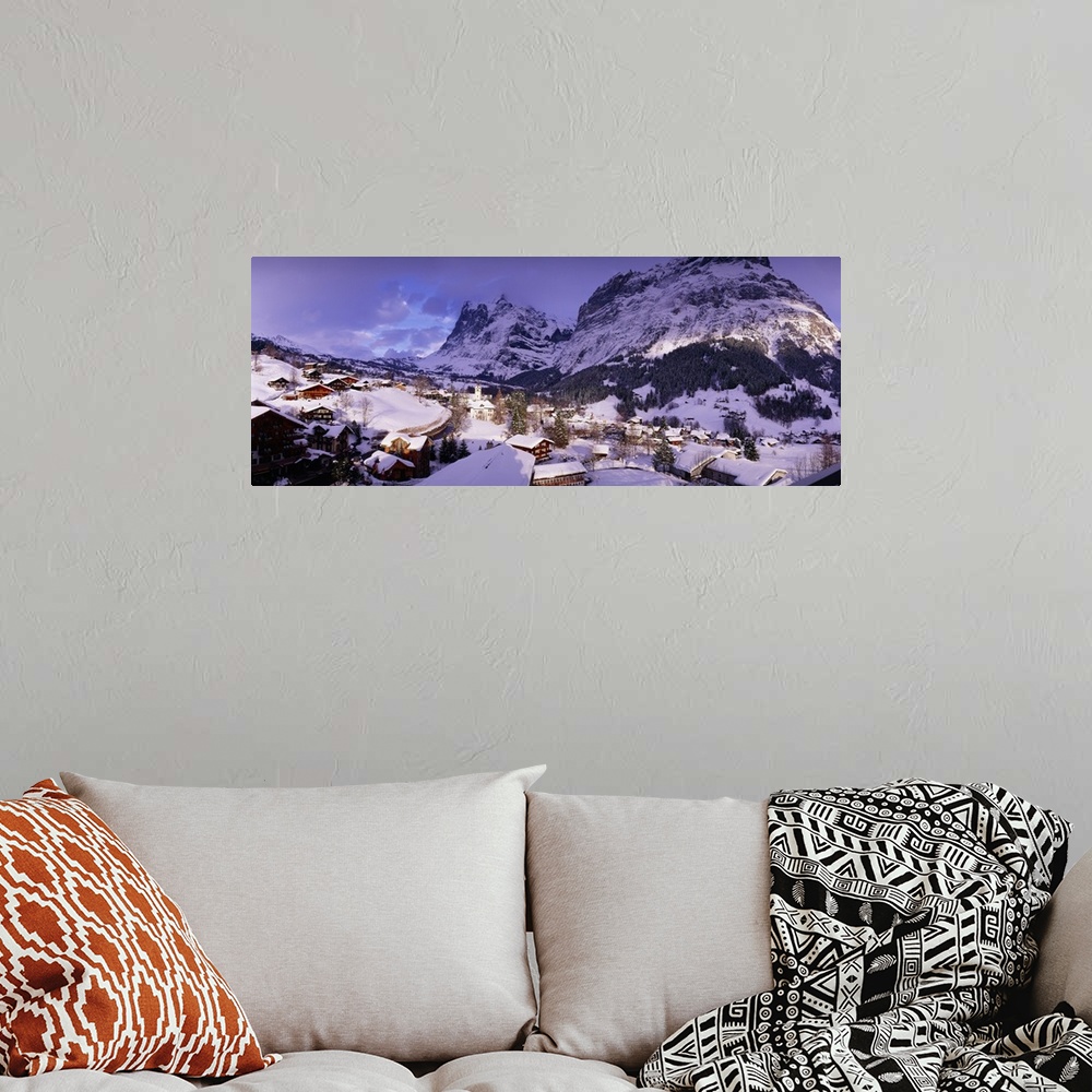 A bohemian room featuring Switzerland, Bern, Grindelwald village, view towards Wetterhorn mountain