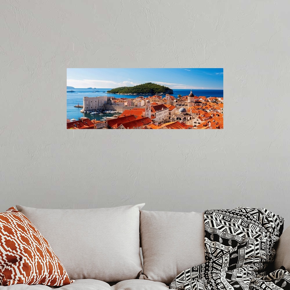 A bohemian room featuring Croatia, Dubrovnik, View Of The Old Town Rooftops
