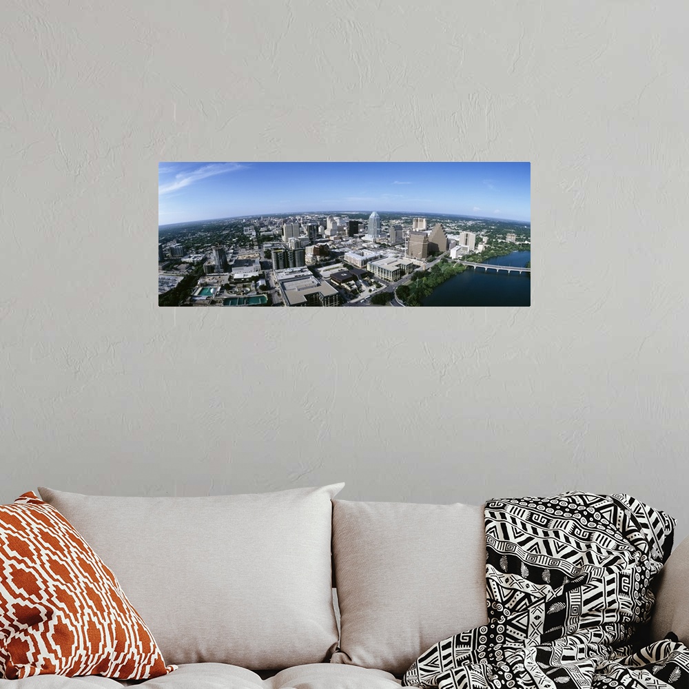 A bohemian room featuring Aerial view of a city, Austin, Travis County, Texas