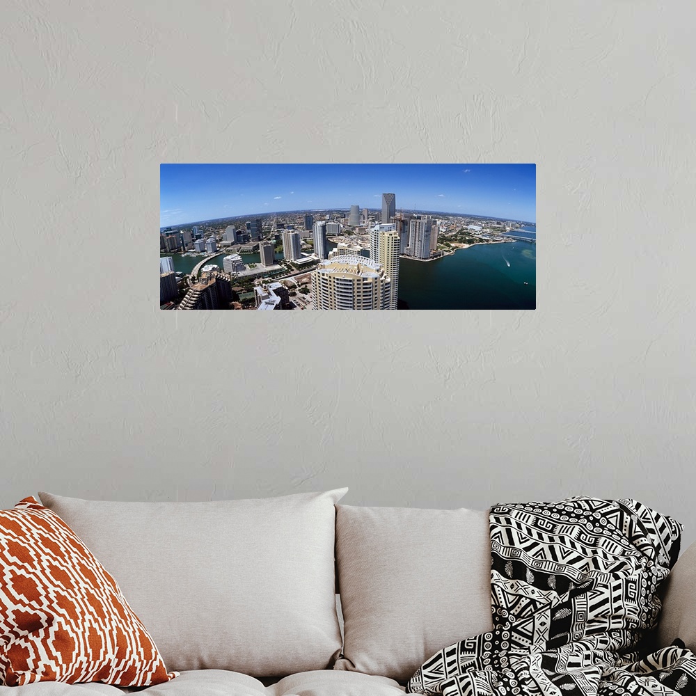 A bohemian room featuring Aerial view of a city, Miami, Miami Dade County, Florida,