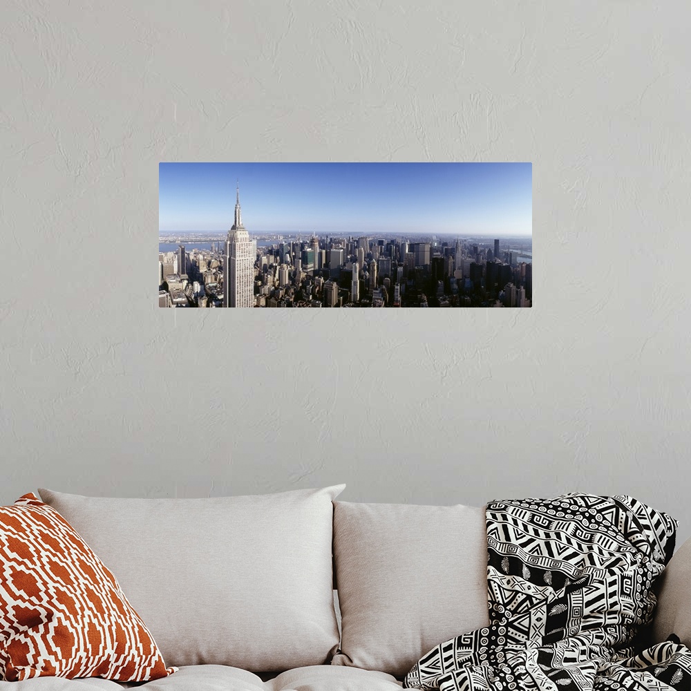 A bohemian room featuring Aerial view of a cityscape, Empire State Building, Manhattan, New York City, New York State