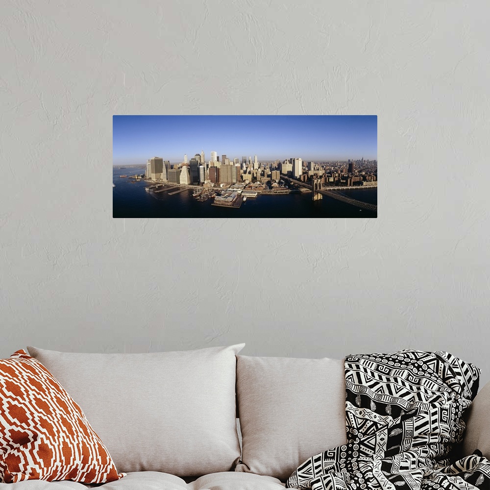A bohemian room featuring Aerial view of a cityscape, Manhattan, New York City, New York State