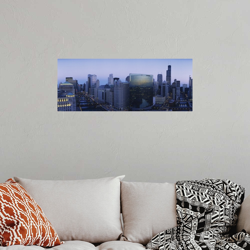 A bohemian room featuring Buildings in a city, Chicago River, Chicago, Illinois