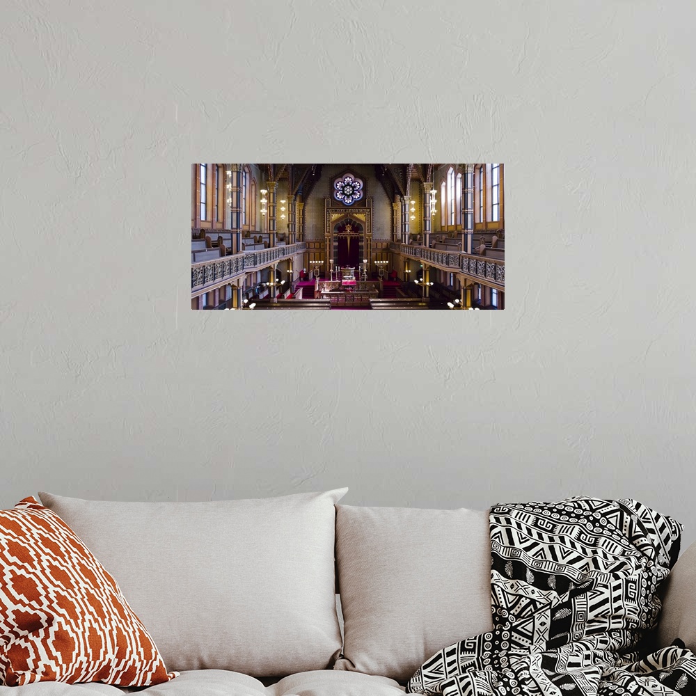A bohemian room featuring Interiors of a synagogue, Stockholm Synagogue, Stockholm, Sweden