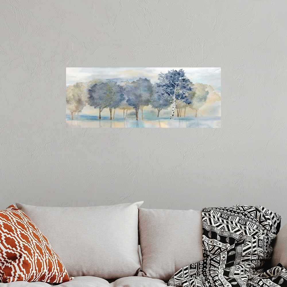 A bohemian room featuring Treeline Reflection Panel