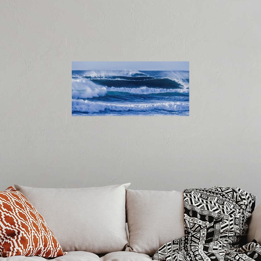 A bohemian room featuring The sea was angry that day my friends, as it pounded the north shore with waves derived from ener...