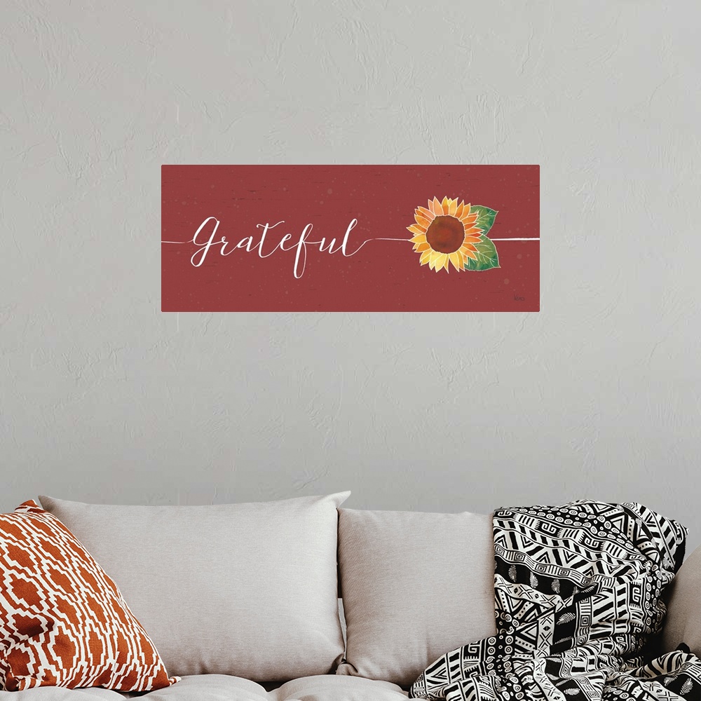 A bohemian room featuring "Grateful"