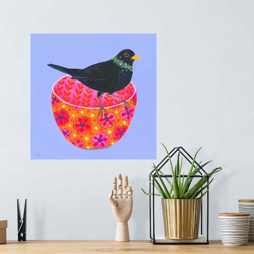 A bohemian room featuring Blackbird And Decorative Bowl