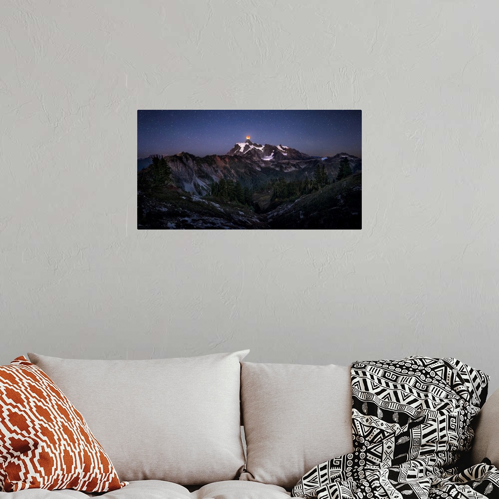 A bohemian room featuring Blood Moon Over Mt. Shuksan
