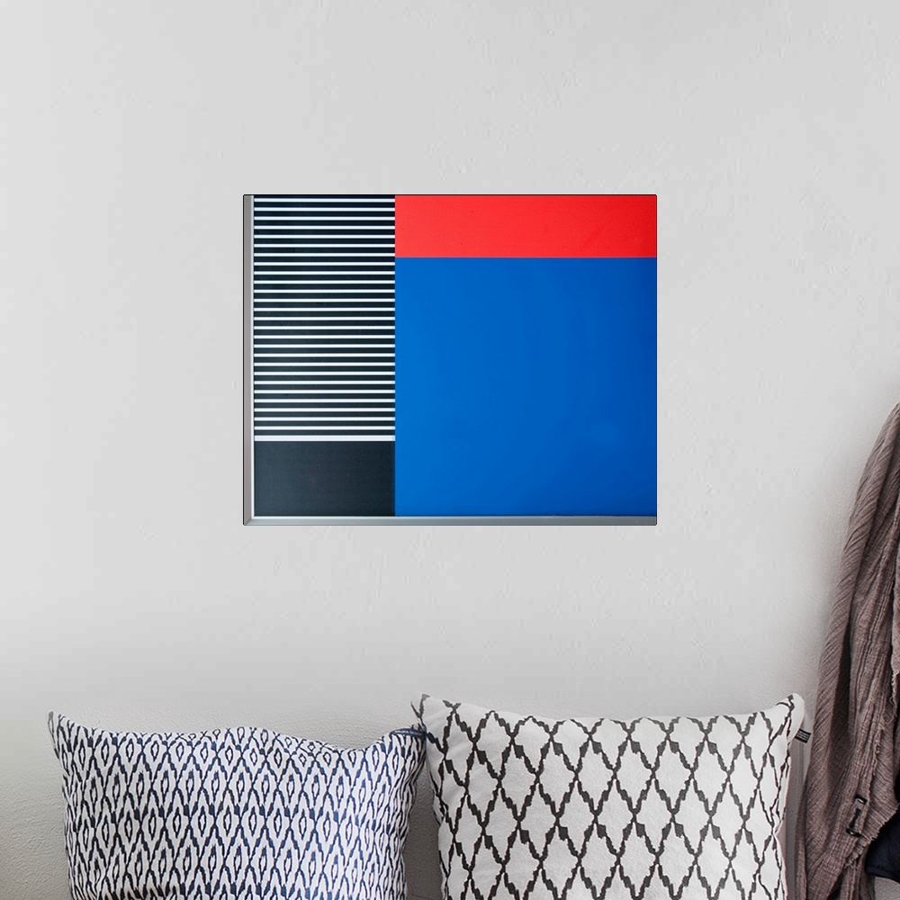 A bohemian room featuring Abstract composition of stripes and colors in the Picture and Sound in Hilversum, Netherlands.