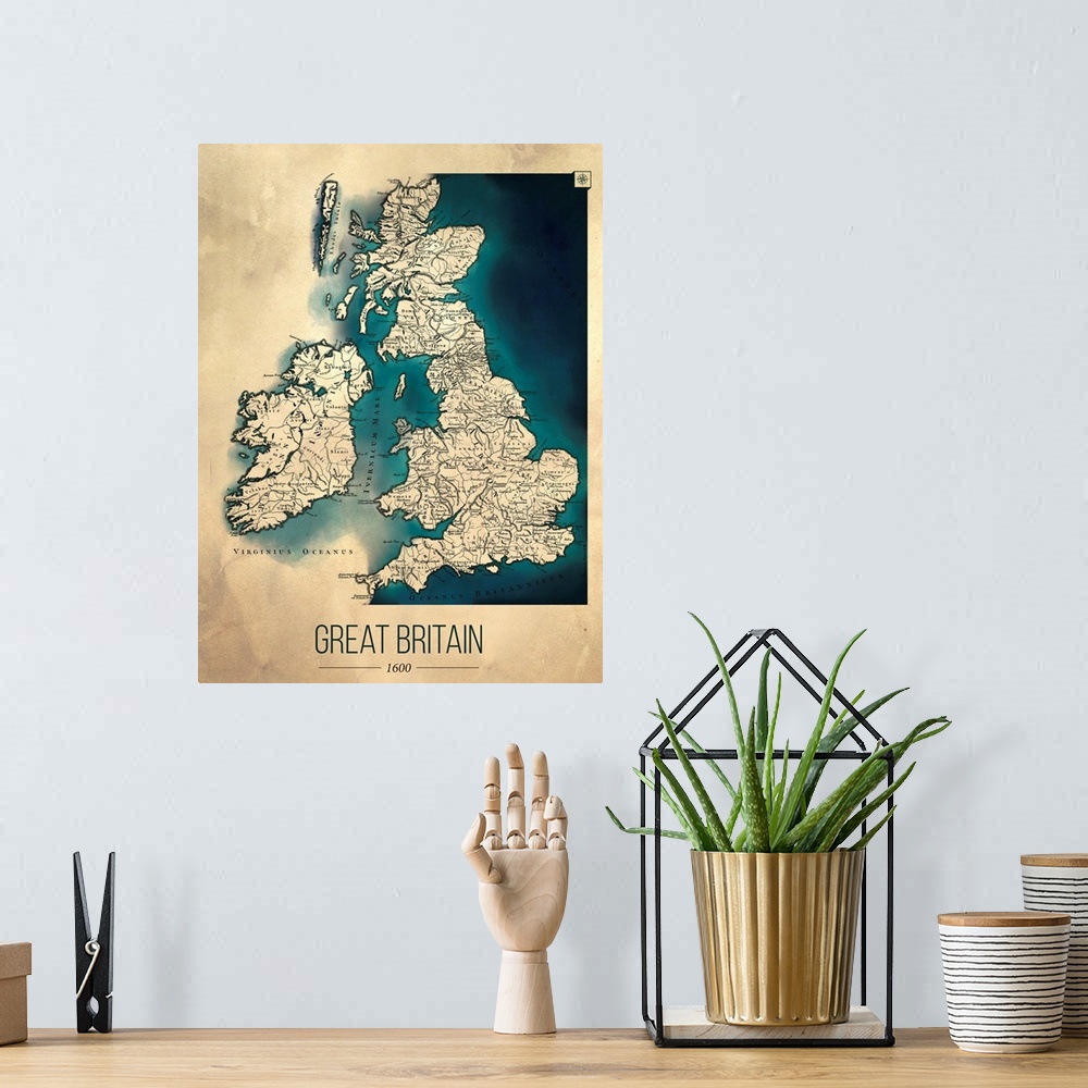 A bohemian room featuring Great Britain Map
