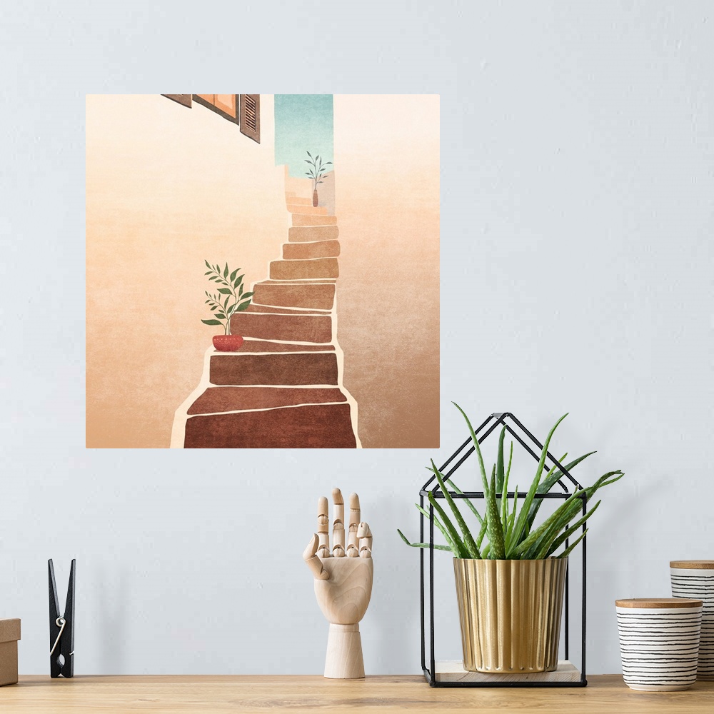 A bohemian room featuring Morocco Stairs