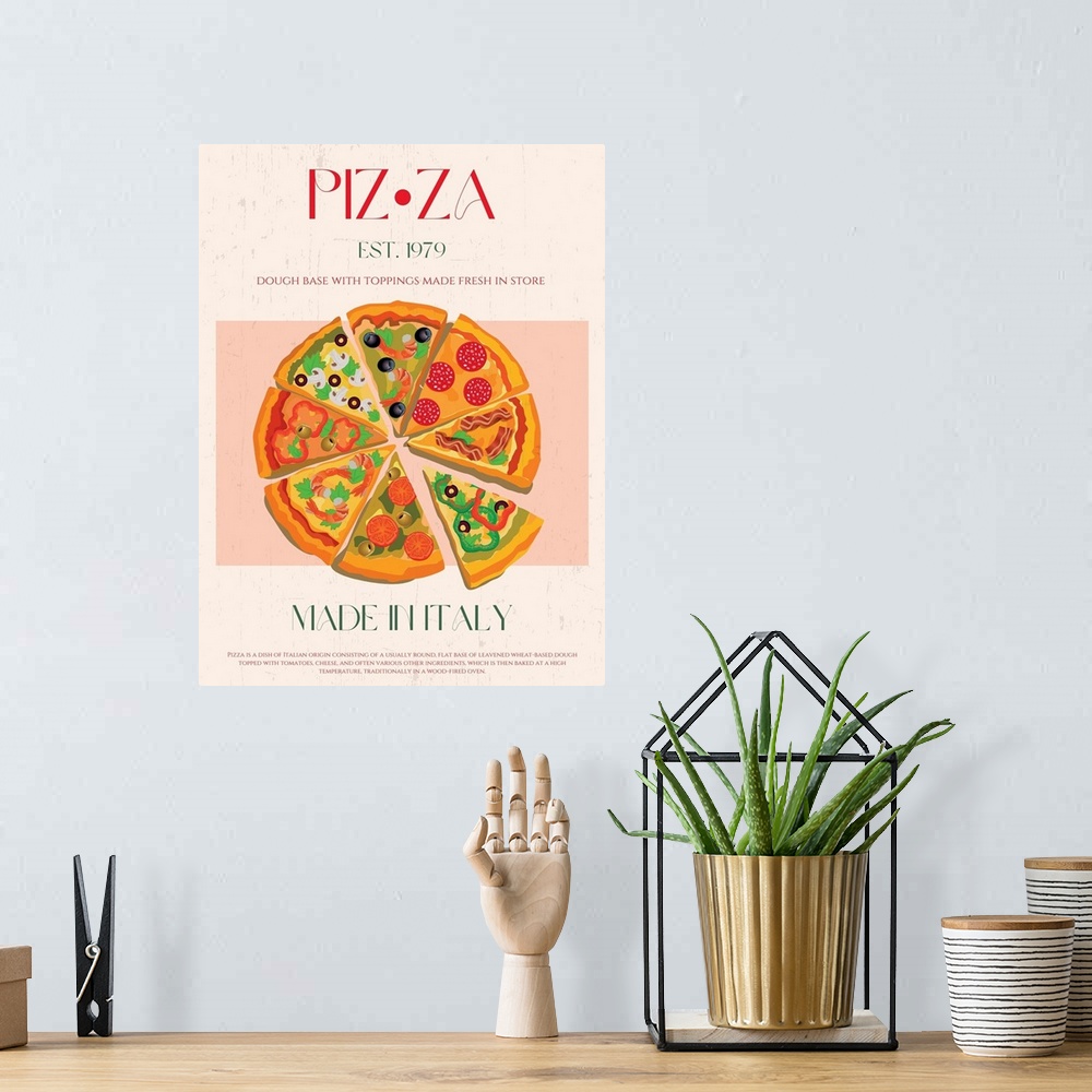 A bohemian room featuring Pizza