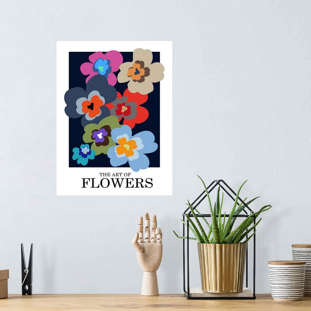 A bohemian room featuring The Art Of Flowers Blue